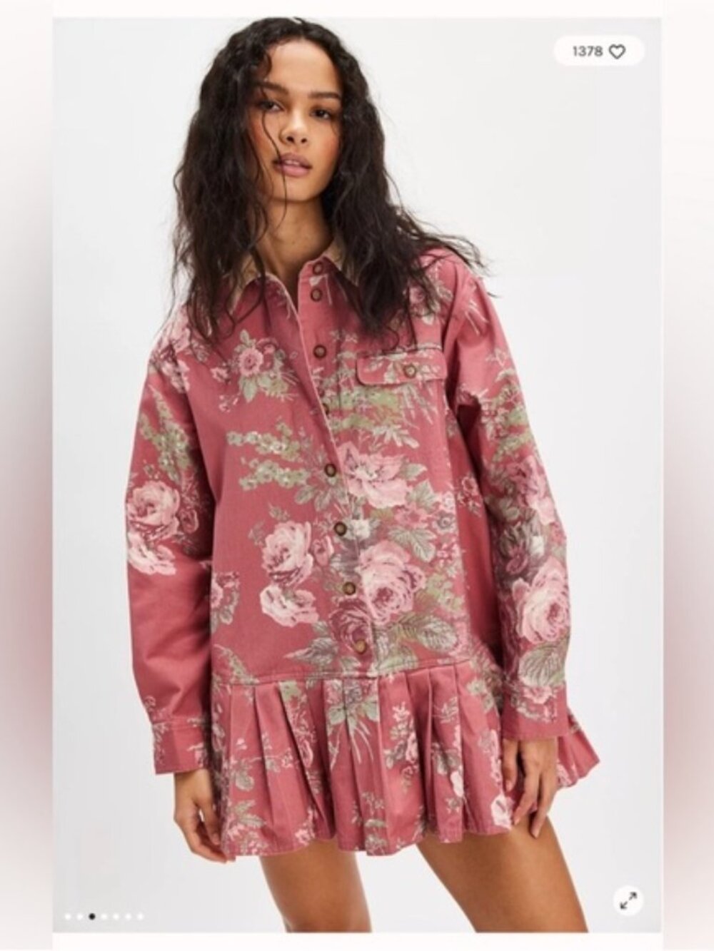 FREE PEOPLE Connor Printed Mini Dress - Mauveglow Combo Size M